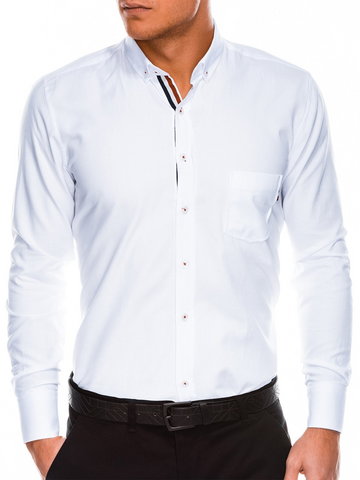 Koszula męska z długim rękawem K490 - biała - S