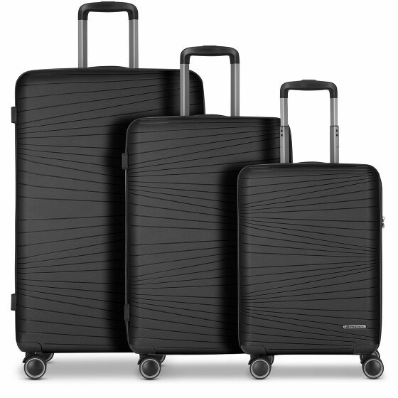Franky 4-kołowy zestaw walizek Dallas 3.0 3-częściowy z elastyczną plisą black