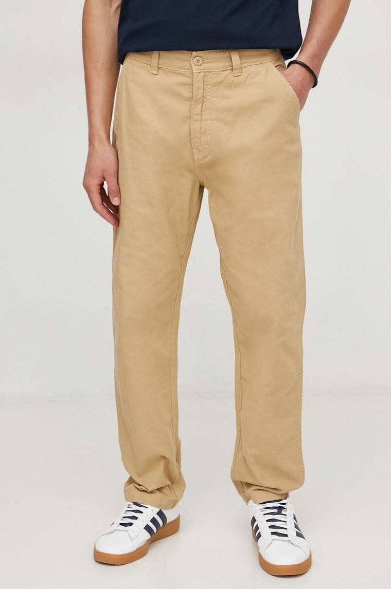 Pepe Jeans spodnie bawełniane RELAXED STRAIGHT CARPENTER PANT kolor beżowy proste PM211649