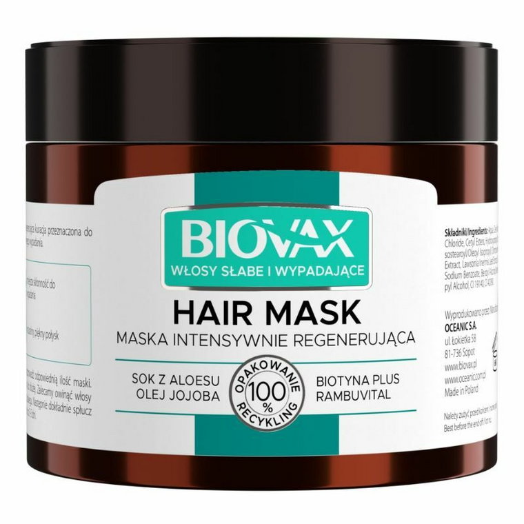 Biovax - maska do włosów słabe i wypadające (aloe Vera) 250ml