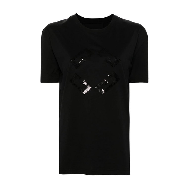 Czarny Top z Cekinami i Dekoltem w Stylu Crew Neck Givenchy