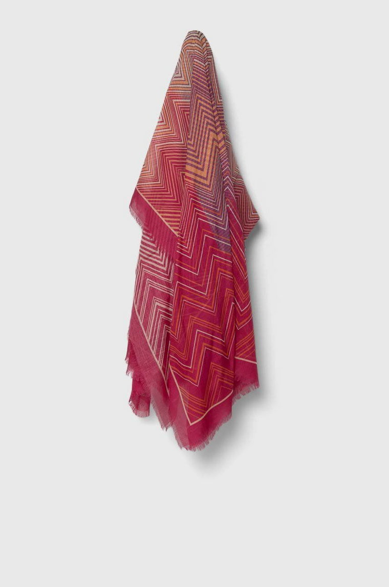 Missoni chusta z domieszką jedwabiu kolor różowy wzorzysta