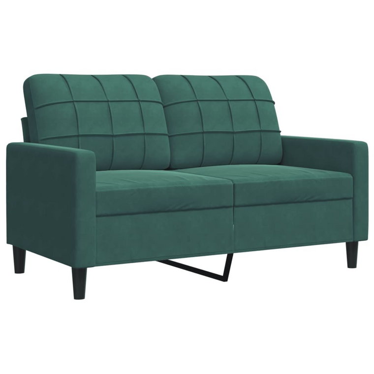 vidaXL Sofa 2-osobowa, ciemnozielona, 120 cm, tapicerowana aksamitem