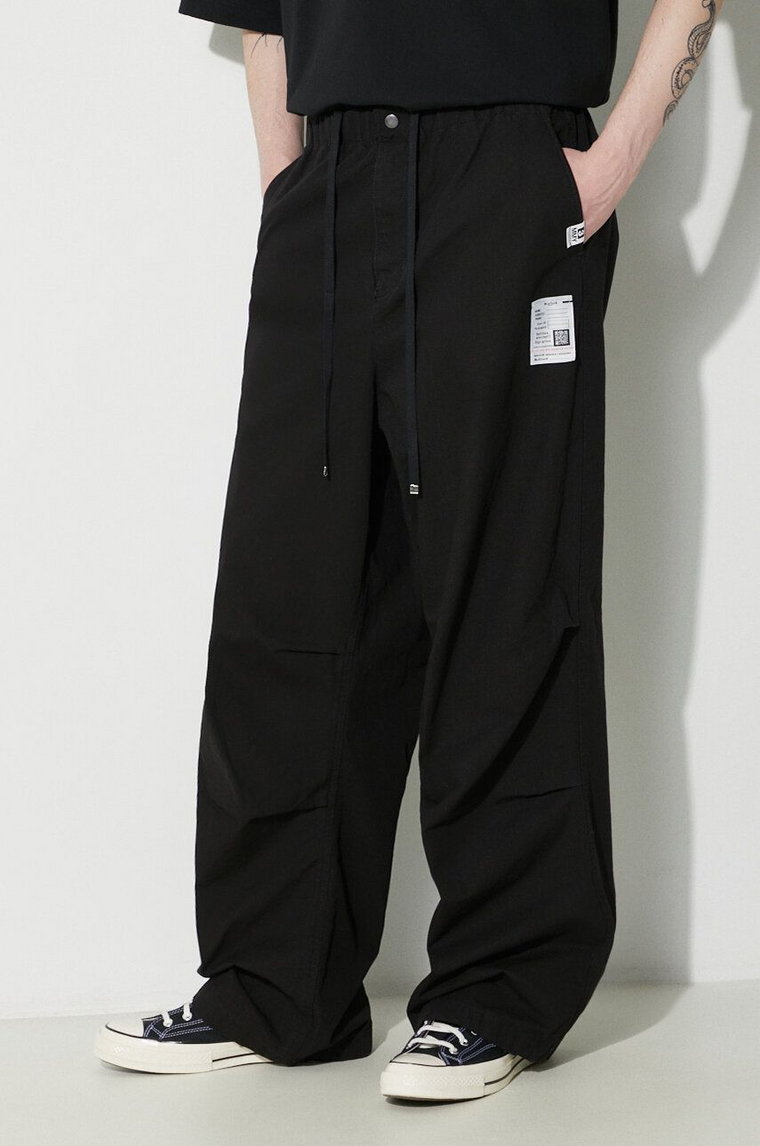 Maison MIHARA YASUHIRO spodnie bawełniane Ripstop Parachute Trousers kolor czarny proste J12PT051