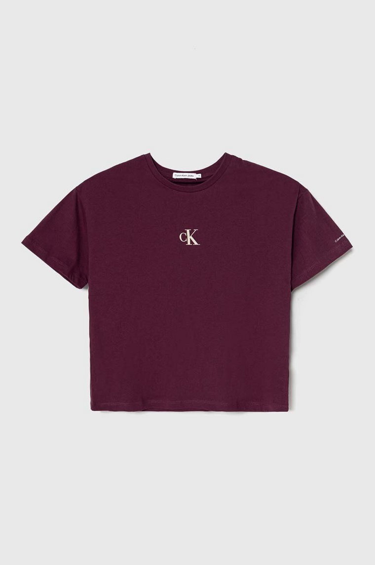 Calvin Klein Jeans t-shirt bawełniany kolor bordowy