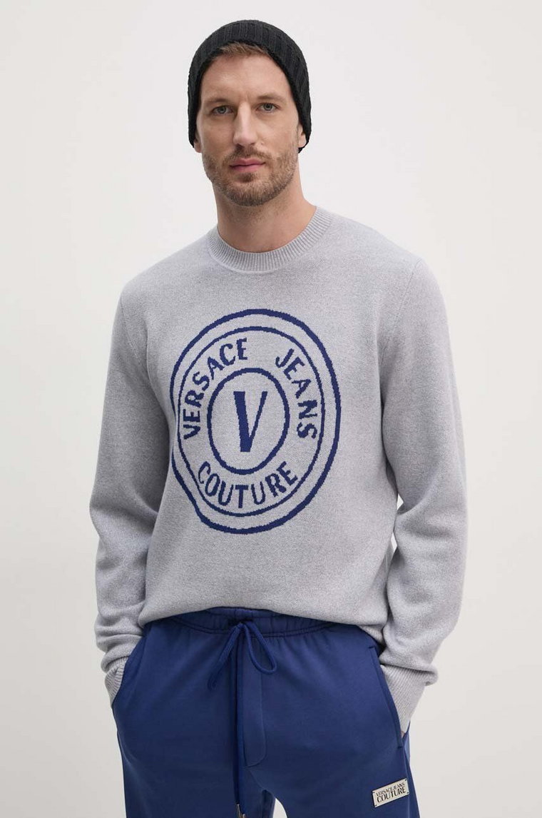 Versace Jeans Couture sweter wełniany męski kolor niebieski  77GAFM02 CMH42