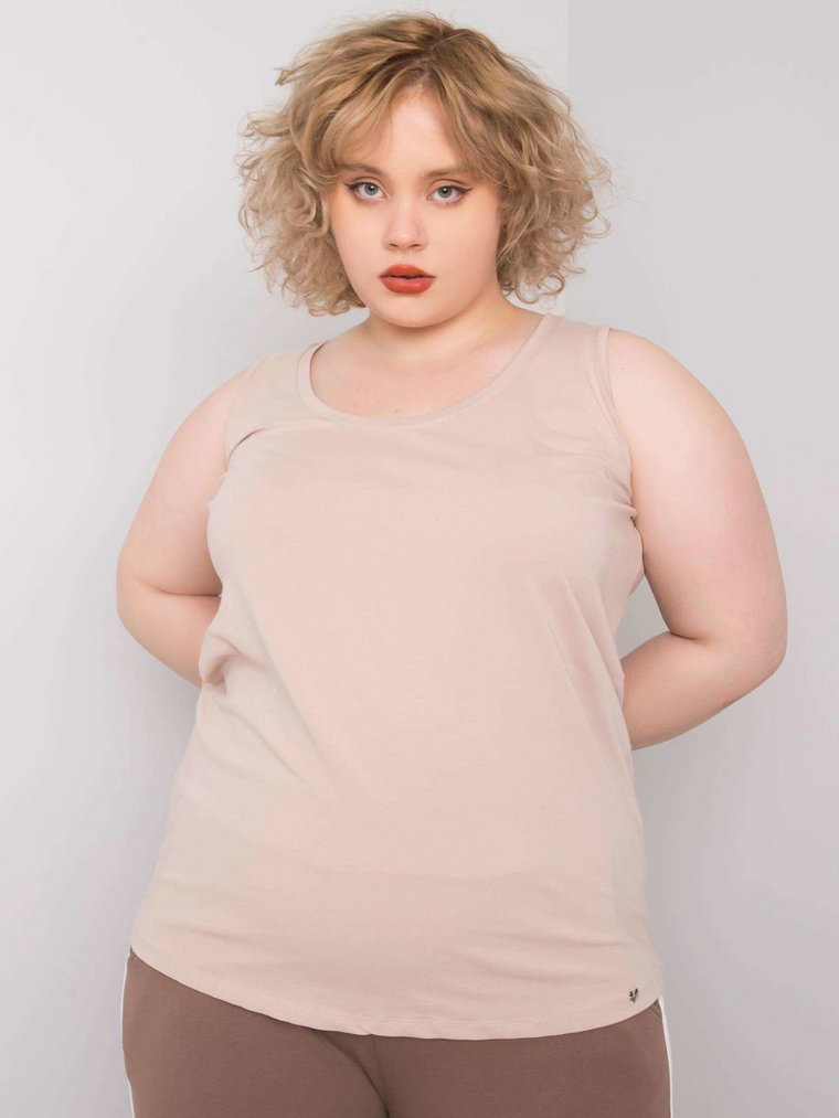 Top plus size beżowy dekolt okrągły