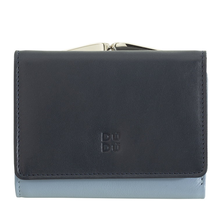 DUDU Damskie skórzany portfel z blokadą RFID Mała kompaktowa portmonetka z kieszenią na monety i 6 miejscami na karty