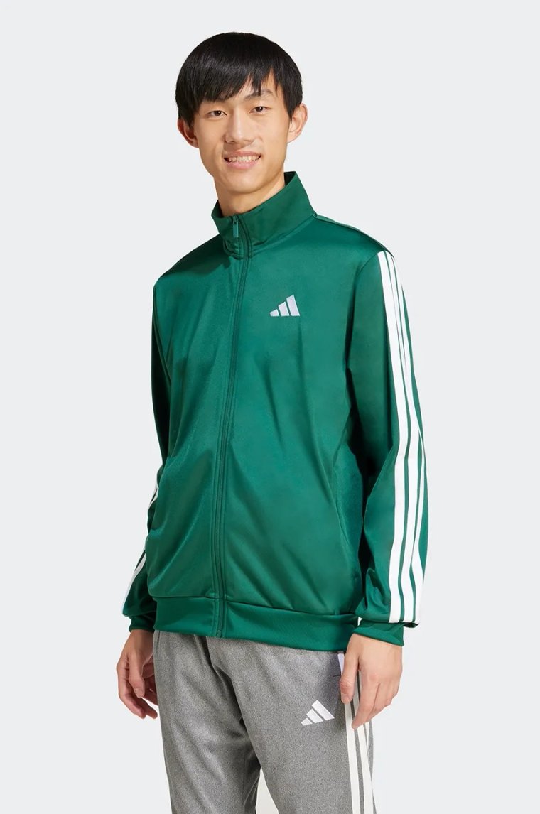 adidas bluza 3-Stripes męska kolor zielony z aplikacją JI8821