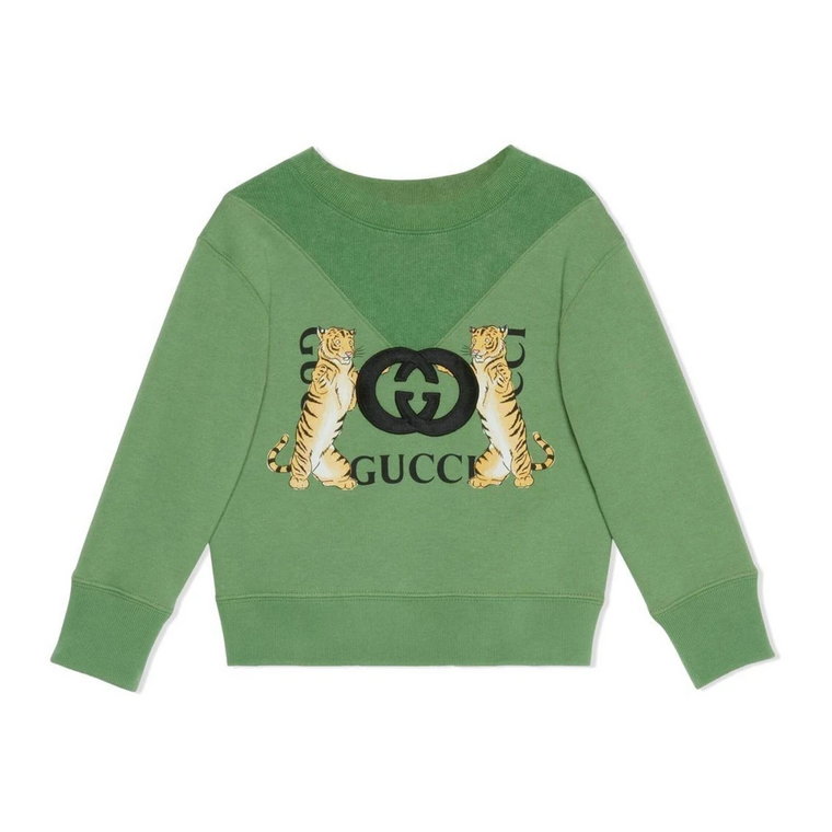 Zielony Sweter z Wzorem Tygrysa Gucci