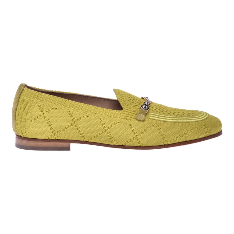 Lime embroidered fabric loafers Baldinini