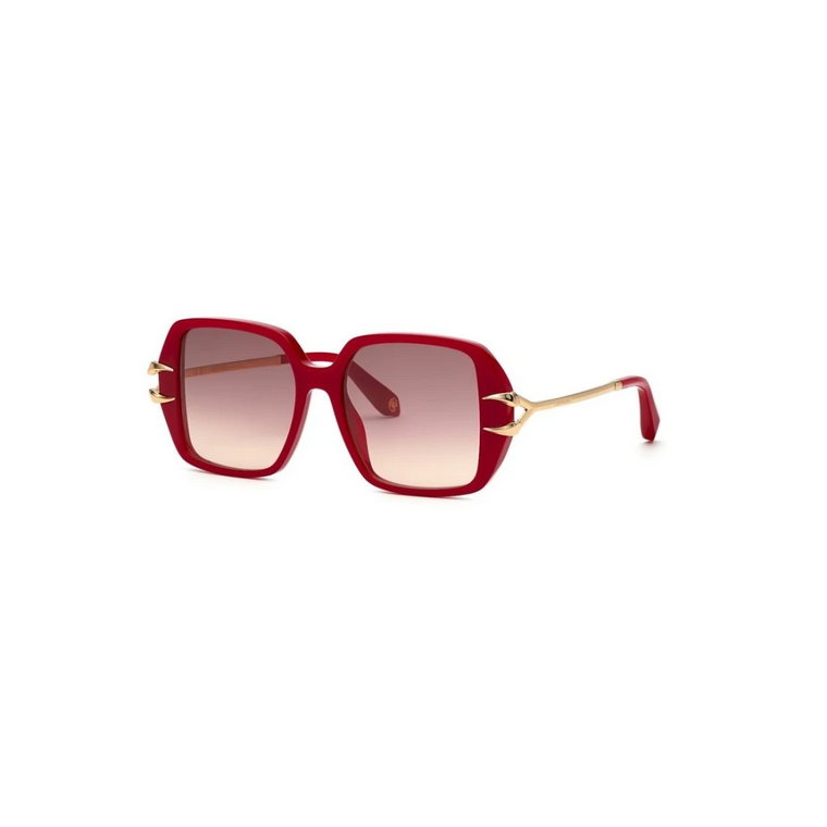 Czerwona pełna oprawka okulary przeciwsłoneczne brązowy gradient Roberto Cavalli