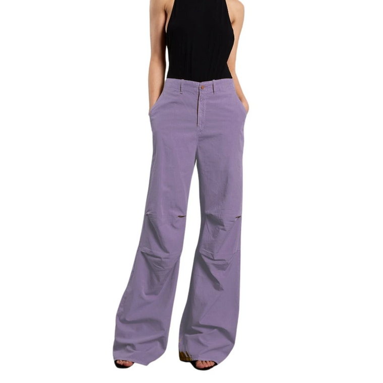 Liliowe Szerokie Spodnie dla Kobiet 3X1