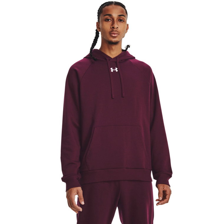 Męska bluza dresowa nierozpinana z kapturem Under Armour UA Rival Fleece Hoodie - bordowa