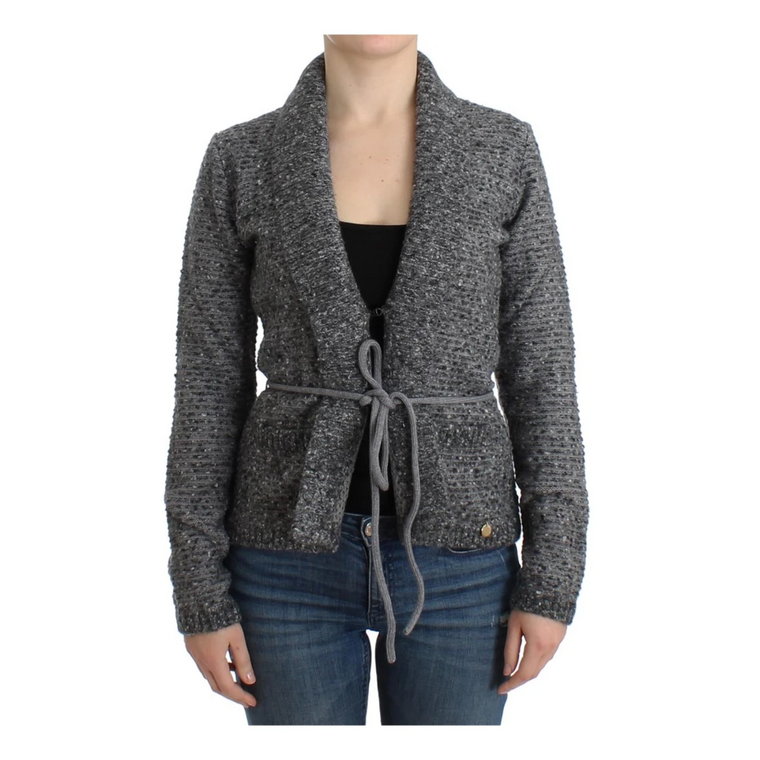 Gray wool knitted cardigan Roberto Cavalli