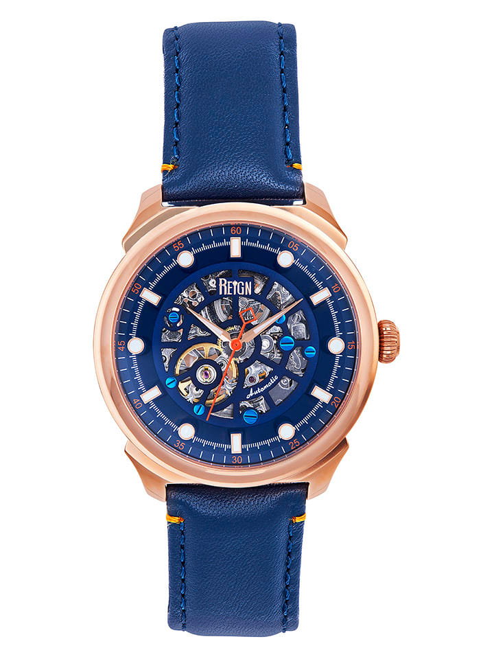 Reign Zegarek automatyczny '"Weston"' w kolorze różowozłoto-niebieskim