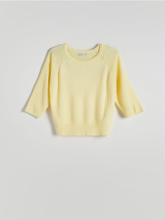 Reserved - Gładki sweter - żółty