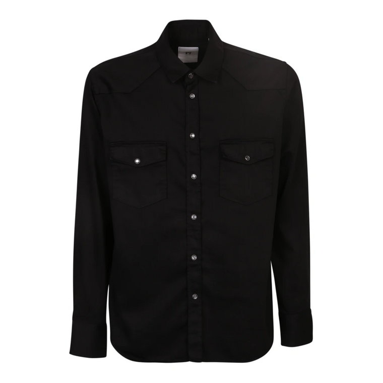 Klasyczna czarna koszula jeansowa dla mężczyzn PT Torino