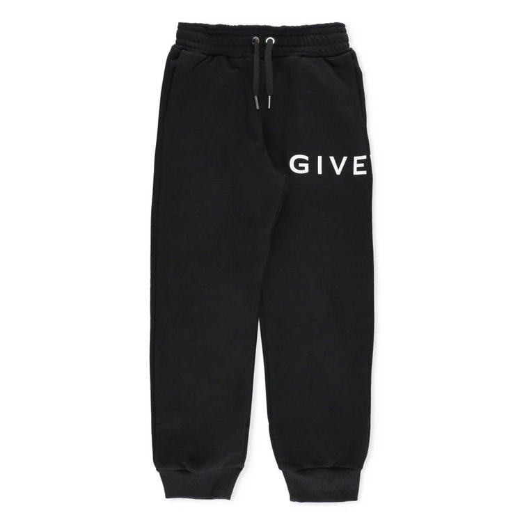 Czarne Juniorowe Bawełniane Spodnie z Nadrukiem Logo Givenchy