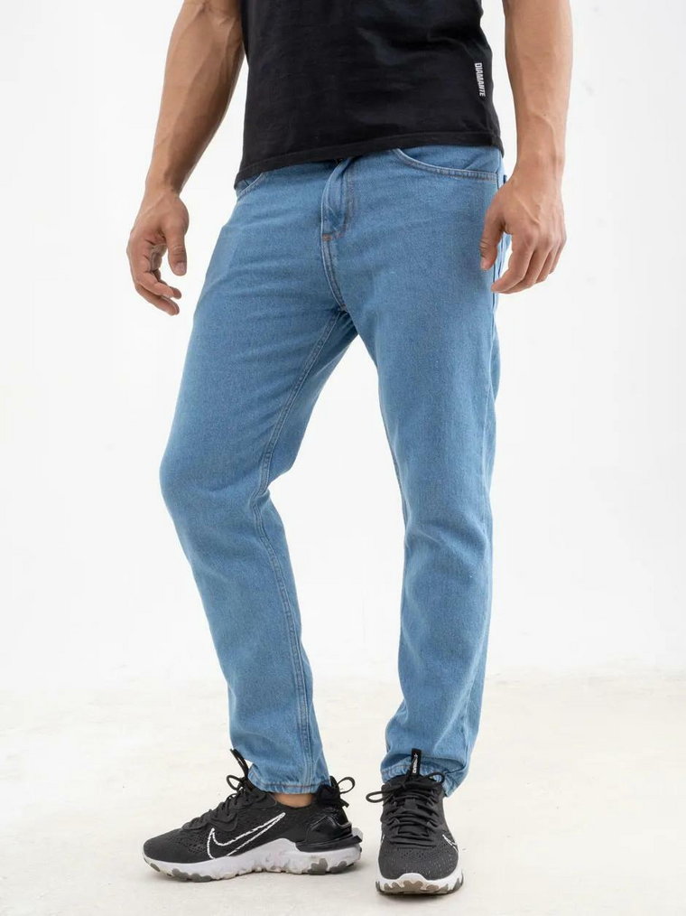 Spodnie Jeansowe Slim SSG Laser Mulitlogo Jasne Niebieskie
