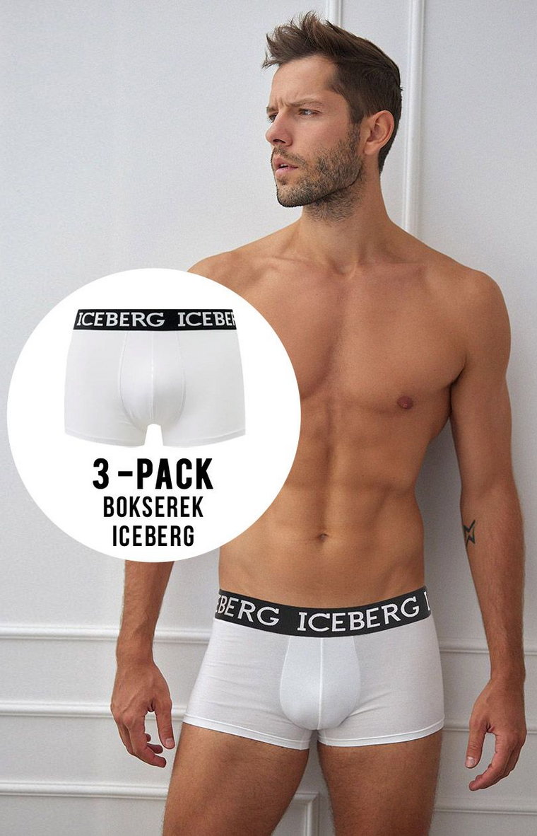 Iceberg 3-pack bokserki męskie białe ICE1UTR01T-Trunk, Kolor biały, Rozmiar M, ICEBERG