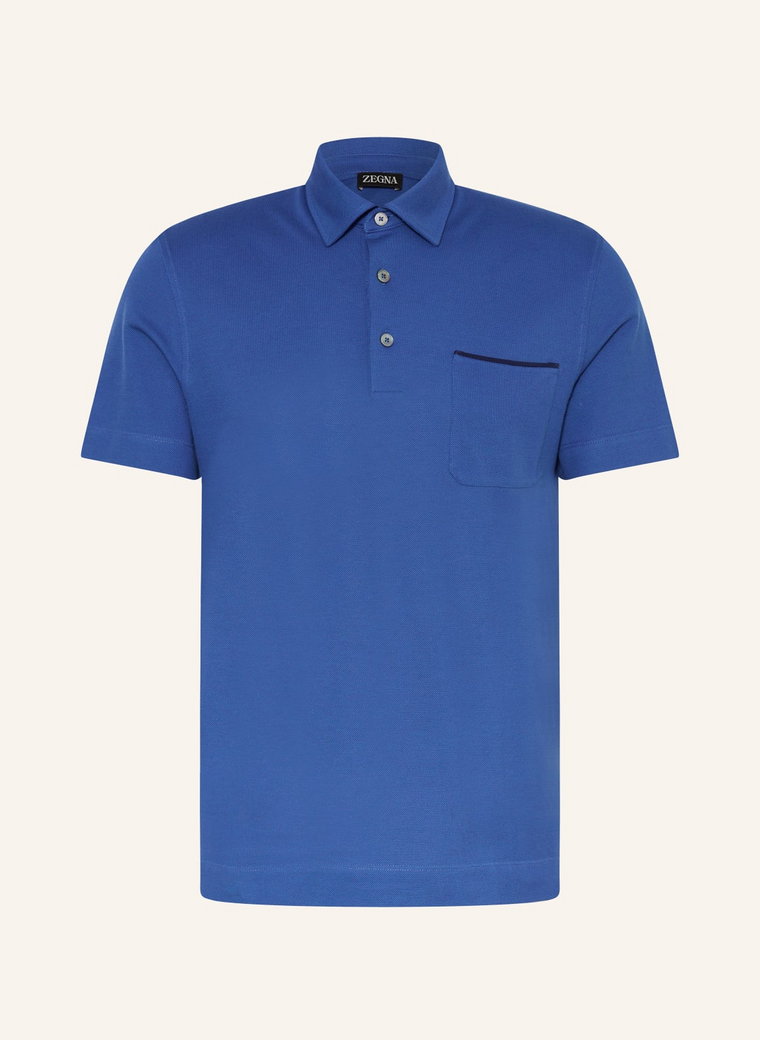 Zegna Koszulka Polo Z Piki Slim Fit blau