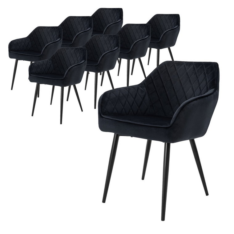 Zestaw 8 krzeseł do jadalni krzesła aksamitne krzesła do salonu krzesła tapicerowane czarne