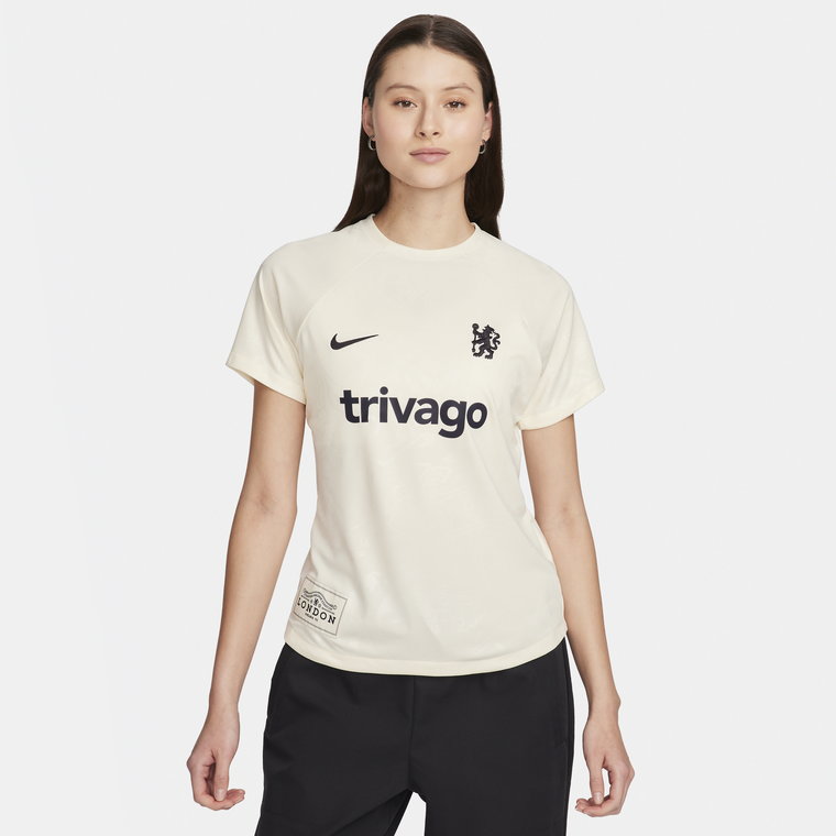 Damska przedmeczowa koszulka piłkarska z krótkim rękawem Nike Dri-FIT Chelsea F.C. Academy Pro - Brązowy