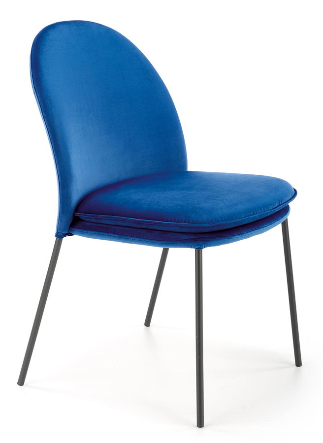Granatowe welurowe krzesło - Tazo