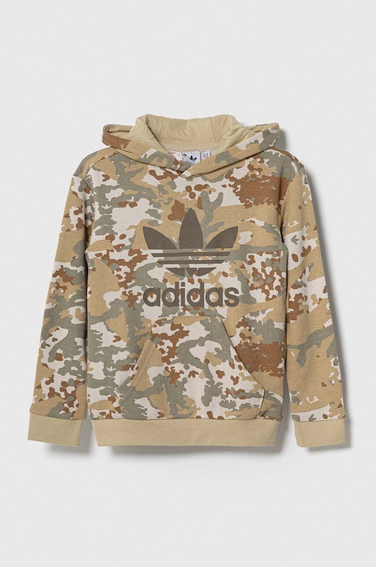 adidas Originals bluza dziecięca kolor zielony z kapturem wzorzysta