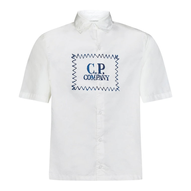 Biała koszula męska Ss23 z małą torbą na aparat C.p. Company
