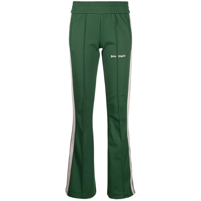 Zielone Spodnie Flared z Logo Palm Angels