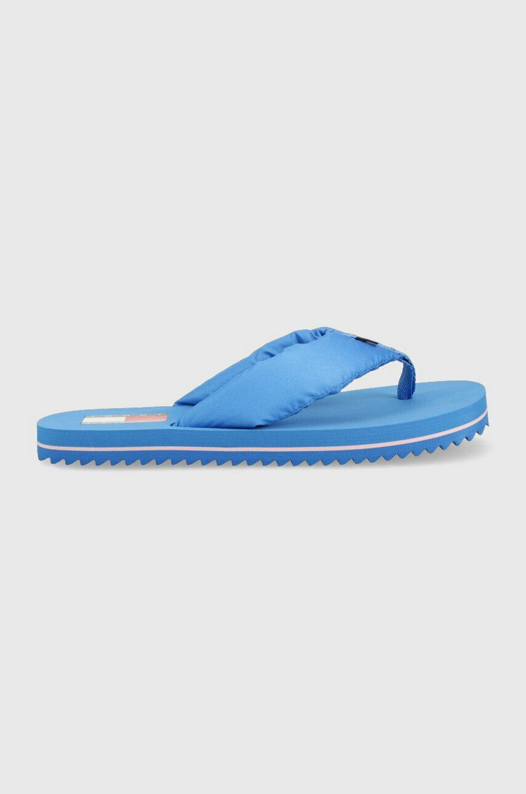 Tommy Jeans japonki FLAG EVA BEACH SANDAL damskie kolor niebieski na płaskim obcasie EN0EN02111