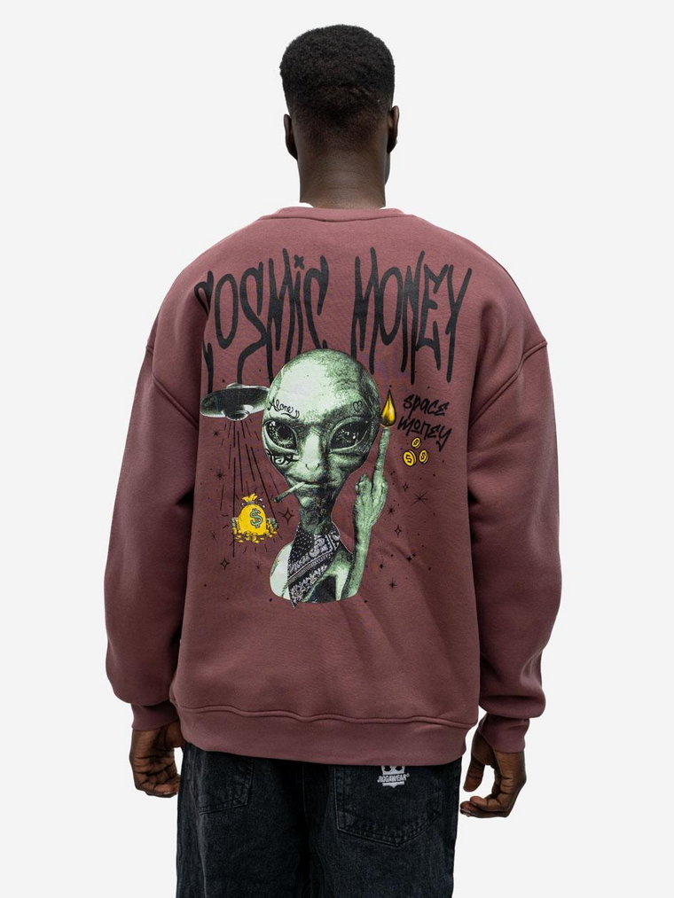 Bluza Bez Kaptura Oversize Męska Bordowa Machinist Cosmic Money