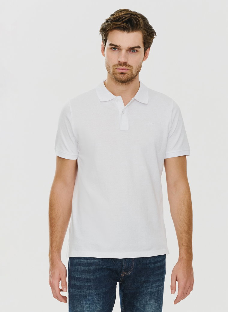 Gładki t-shirt polo w białym kolorze