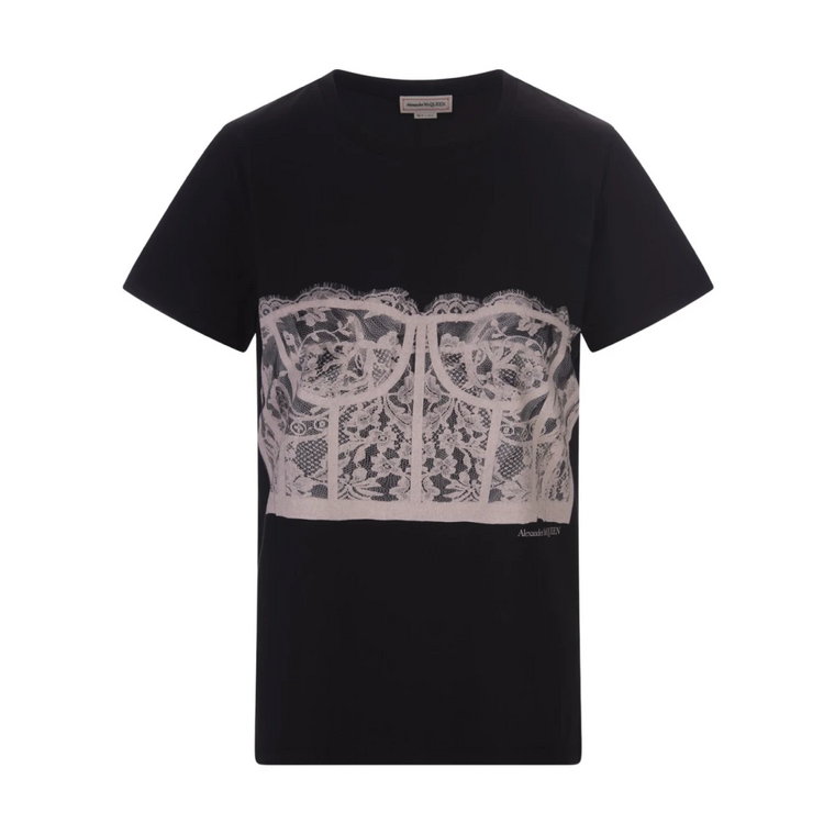 T-shirt z Koronkowym Wzorem Gorsetu dla Kobiet Alexander McQueen