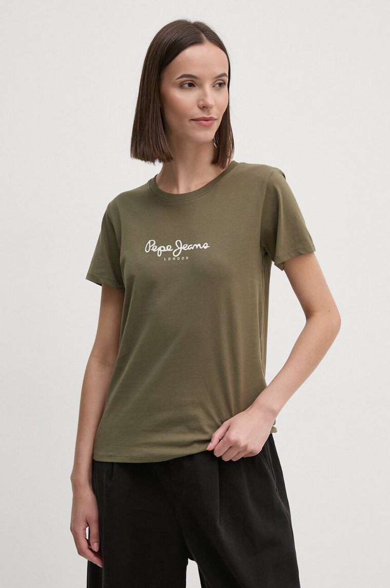 Pepe Jeans t-shirt bawełniany FIORE damski kolor zielony PL505951