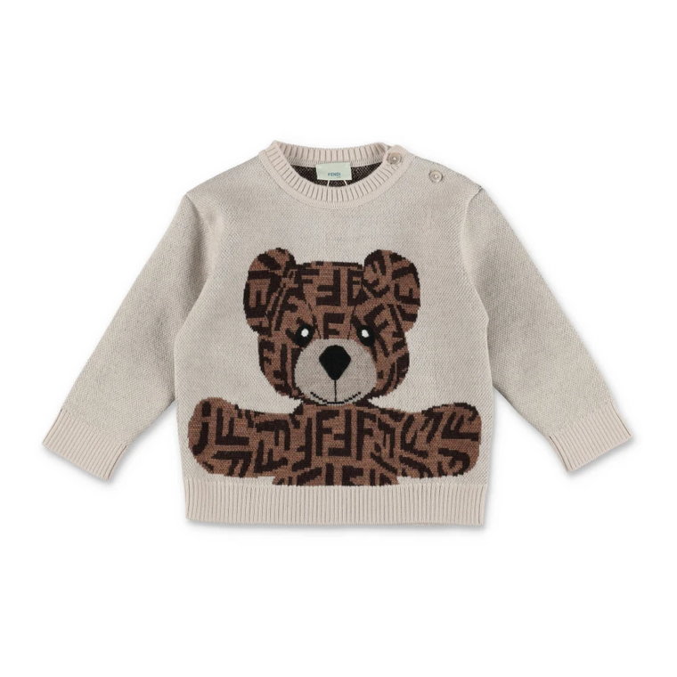Beżowy Sweter Teddy Bear z Czystej Wełny Fendi