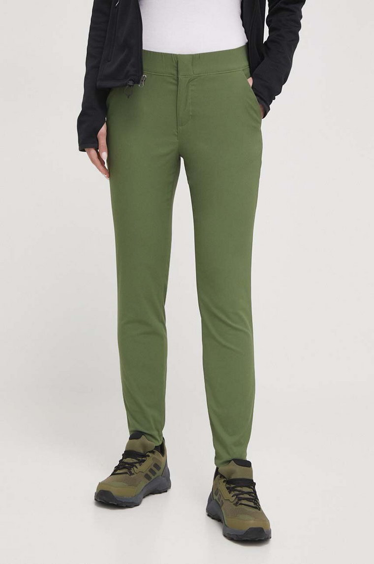 Columbia spodnie Firwood Camp II damskie kolor zielony dopasowane medium waist 1885343