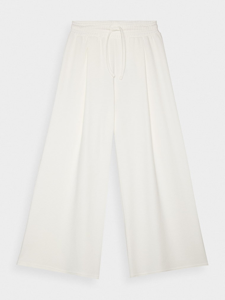 Spodnie dresowe z szerokimi nogawkami damskie - białe