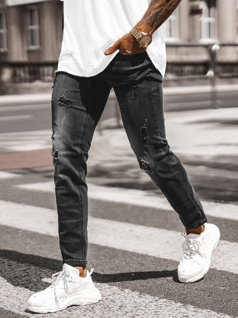 Spodnie jeansowe męskie czarne OZONEE NB/MP0016NZ