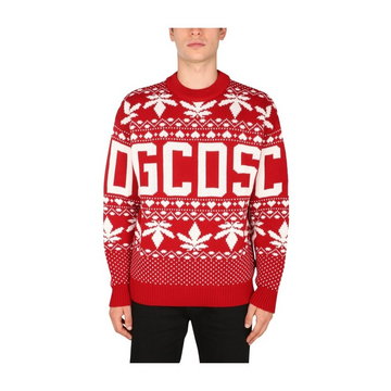 Gcds, Christmas Sweater With Logo Czerwony, male,