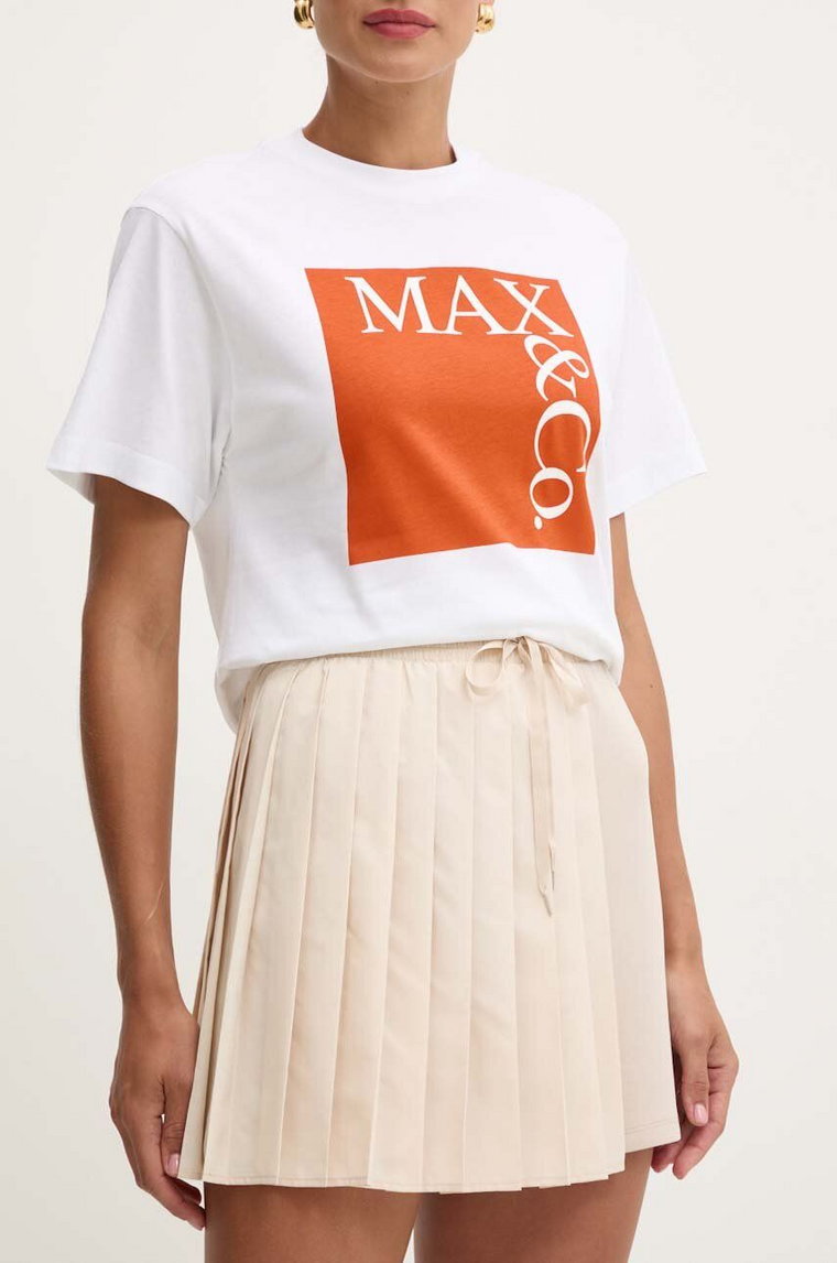 MAX&Co. spódnica kolor beżowy mini prosta 2426776012200