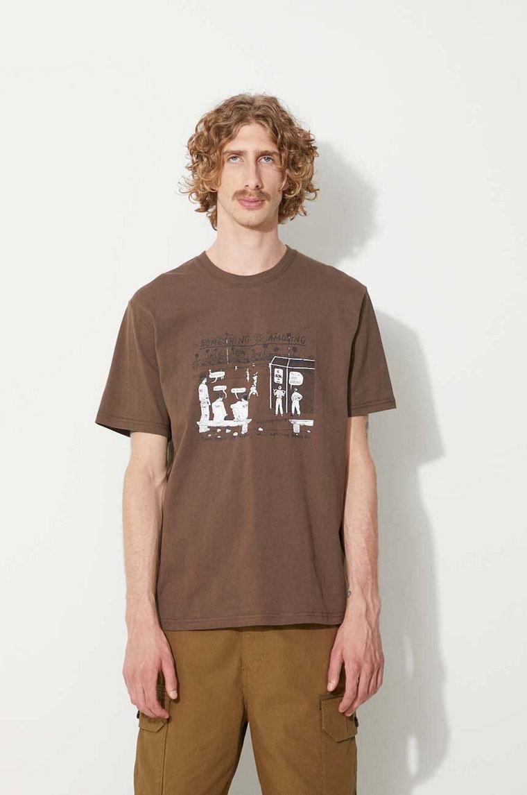 thisisneverthat t-shirt bawełniany kolor brązowy z nadrukiem TN231TTSST20-BROWN