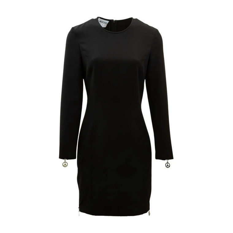 Czarna dopasowana krótka sukienka z zamkiem błyskawicznym Moschino