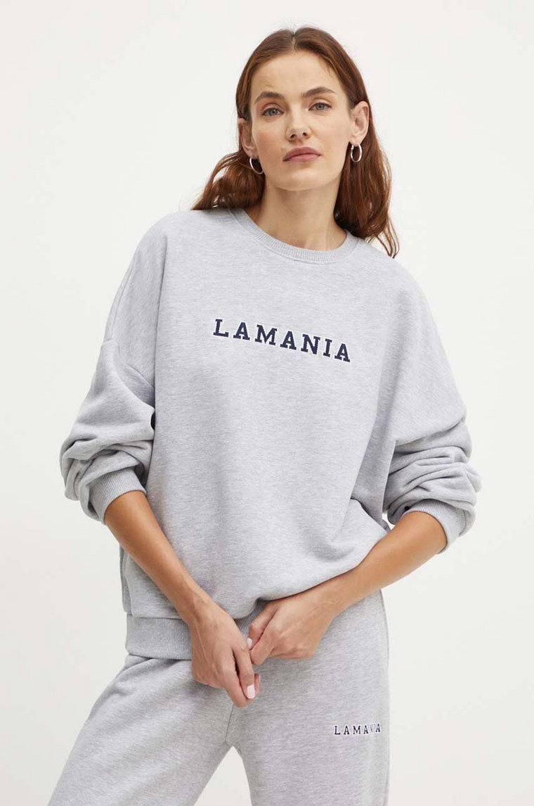 La Mania bluza PL damska kolor szary melanżowa RETRO