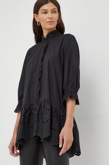 Bruuns Bazaar bluzka kolor czarny mini rozkloszowana