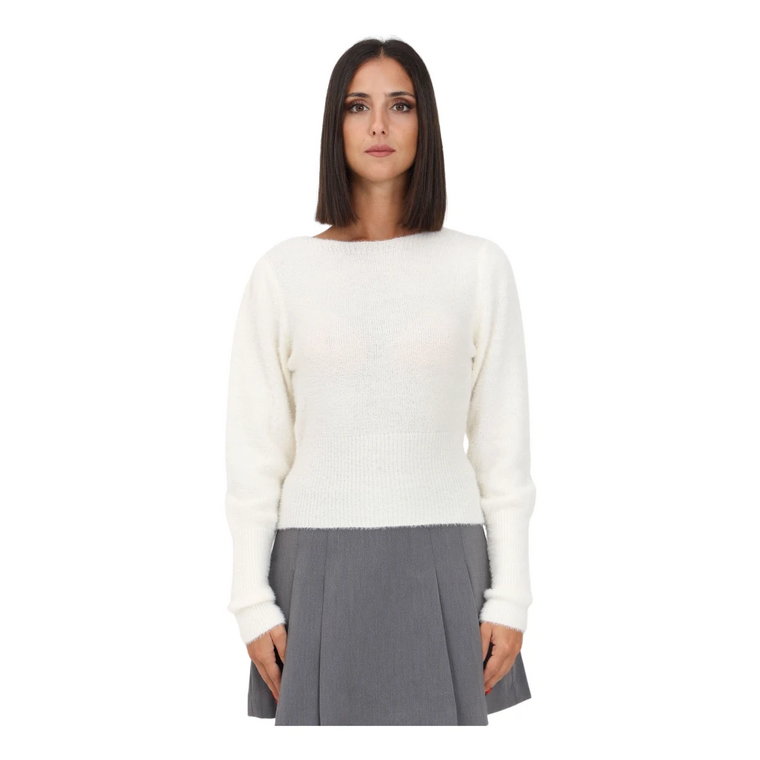 Biały Sweter z Okrągłym Dekoltem dla Kobiet Only