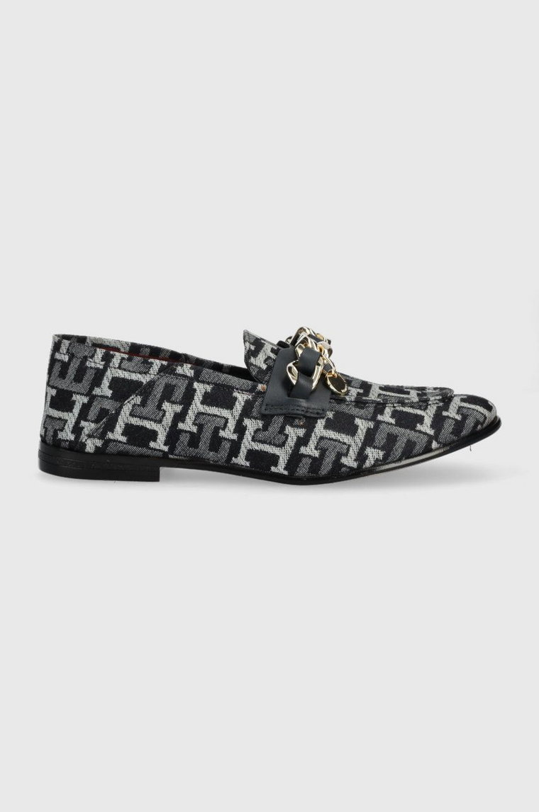 Tommy Hilfiger mokasyny CHAIN LOAFER DENIM damskie kolor granatowy na płaskim obcasie