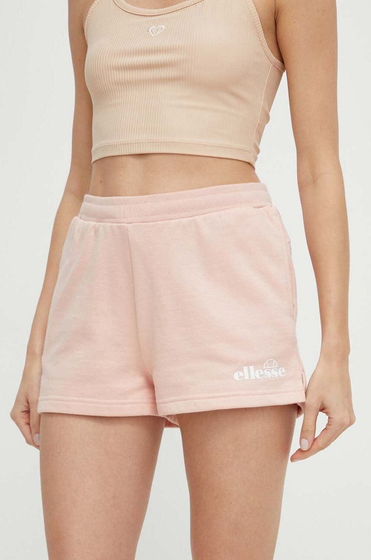 Ellesse szorty Kyrana Short damskie kolor różowy z nadrukiem medium waist SGP16456